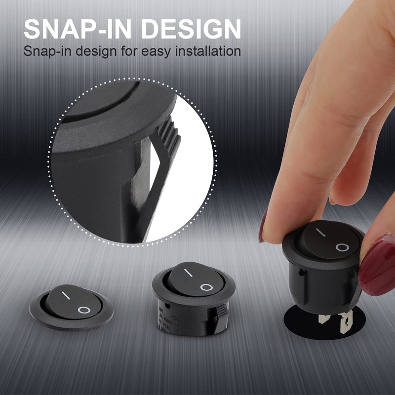Round Rocker Switch, 6 Pcs Mini Rocker Switch, 12 Volt