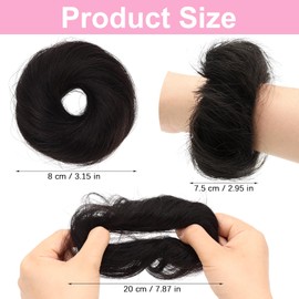 JOLYEAK 100% Real Human Hair Bun Natural Curly Chignon Fluffy Donut Updo Messy Bun Hair Piece Scrunchies Extension for Women Girls (Black)