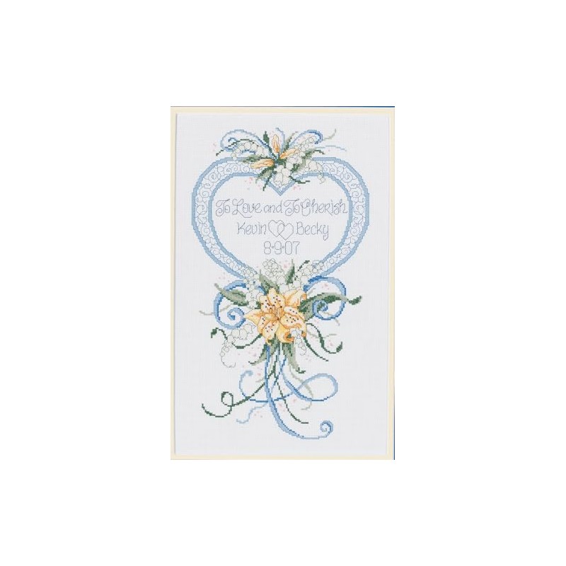 Janlynn 1-Piece Cherish Wedding Heart Counted Cross Stitch Kit