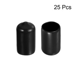sourcing map 25pcs Rubber End Caps 1/2"(12.5mm) ID Vinyl Round End Cap Cover Screw Thread Protectors Black