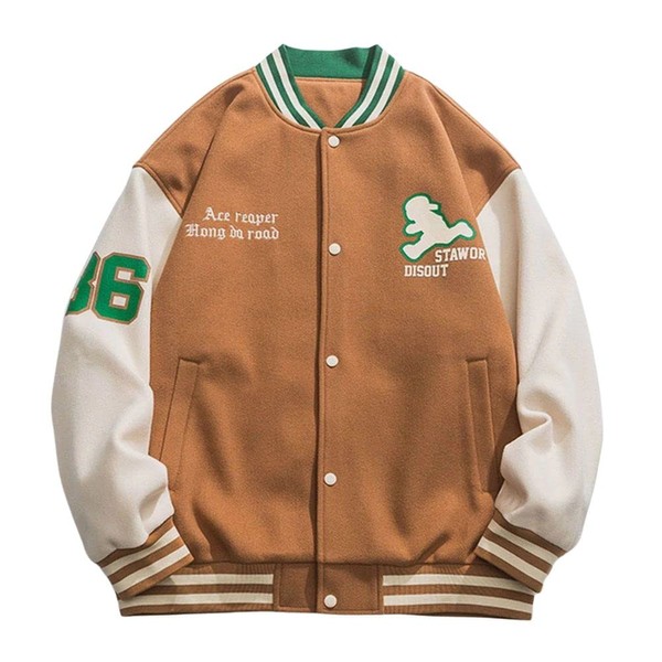 Aelfric Eden Vintage Patchwork Varsity Jacket Graphic College Baseball Jacket