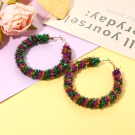 Mardi Gras Hoop Earrings for Women Fleur De Lis Mask Crown Earrings Fat Tuesday Carnival Earrings Mardi Gras Outfits Accessories Parade Party Favors Gifts, Large, Alloy Steel, No Gemstone