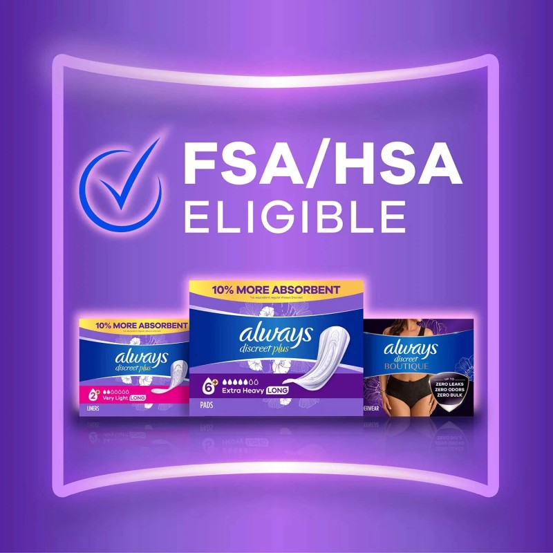 Always Discreet Incontinence Pads Extra Heavy Long, 90 Ct, Plus