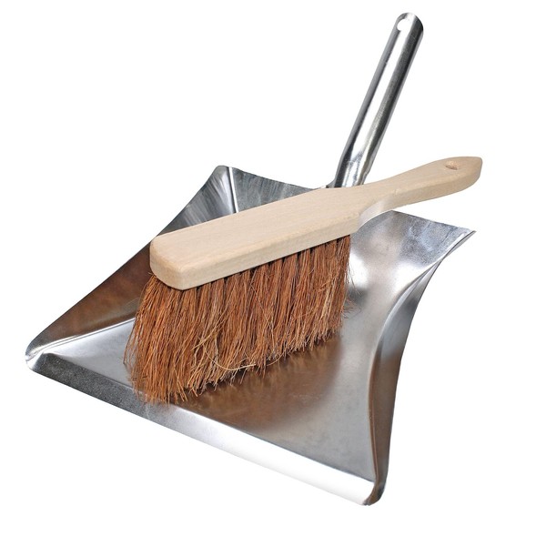 Coconut Dustpan with Wooden Brush and Metal Scoop - Beech