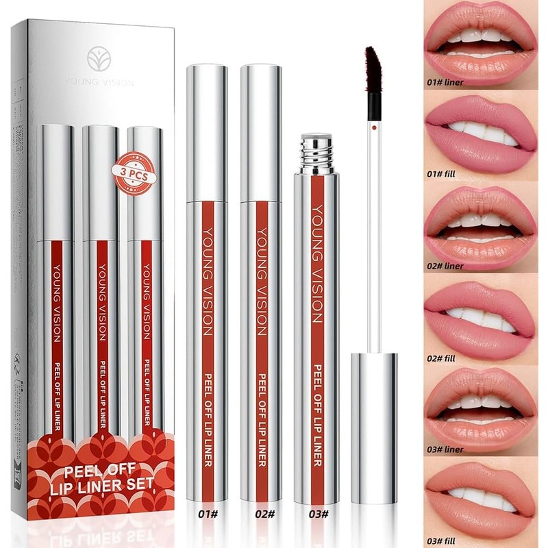 Bluemega Brillo Labial Peel-off, Set de 3- Fórmula Tipo Gel,