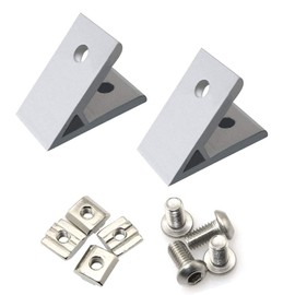 PZRT 2pcs 45 Degree Angle 2020 Aluminum Corner Brackets Profile Corner Joint Connectors Corner Braces with Mounting Screws and Nuts