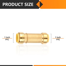 HeSun 5-Pack Push-to-Connect 1-Inch Brass Couplings, Pushfit Slip/Repair Fittings for PEX, Copper, CPVC, PE-RT Pipes