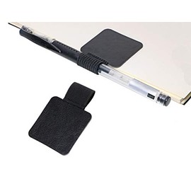 Mini Skater Self-Adhesive Pen Loop Leather Sticker Holder with Elastic Band for Tablet Journals Clipboards Notebook (Black, 2PCS)