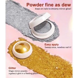 BISHENGYF Gold Chrome Nail Powder 4 PCS - Metallic Mirror Nail Art Pigment for Gel Polish Decoration,Resin Craft Festival Chrome Powder,Includes Blue Purple Colors