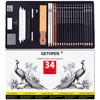GETHPEN Sketch Pencils for Drawing,34 Pcs,Graphite Pencil (14B-4H), Charcoal Pencil,With
