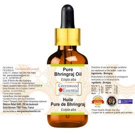 Greenwood Essential Pure Bhringraj Oil (Eclipta alba) with Glass Dropper Therapeutic Grade for Hair, Skin and Aromatherapy (Pack of two) 100ml x 2 (6.76oz)
