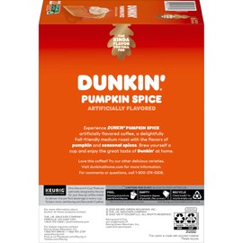 Dunkin' Pumpkin Spice Flavored Coffee, 22 Keurig K-Cup Pods