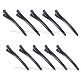 Hair Clips 10Pcs Black Non-Slip Creaseless Duckbill Alligator Clips, Professional Barber Styling Sectioning Duck Bill Clips for Makeup Blow-Drying Salon-Grade Hair Accessories (black)