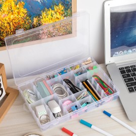 Niboken Plastic Sorting Boxes for Small Parts, 36 Removable/Adjustable Compartments for Small Parts, Jewellery, Screws, Beads, Sewing Accessories & Ironing Beads, Pack of 2