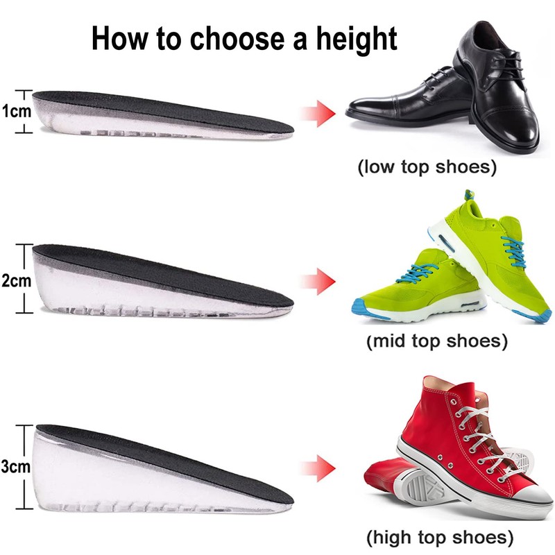 Olukssck 1 Pair Gel Height Shoe Insoles Raiser, Invisible Insoles,