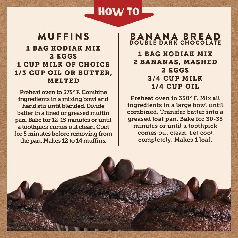 Kodiak Cakes Protein Muffin Mix Double Dark Chocolate Pack of