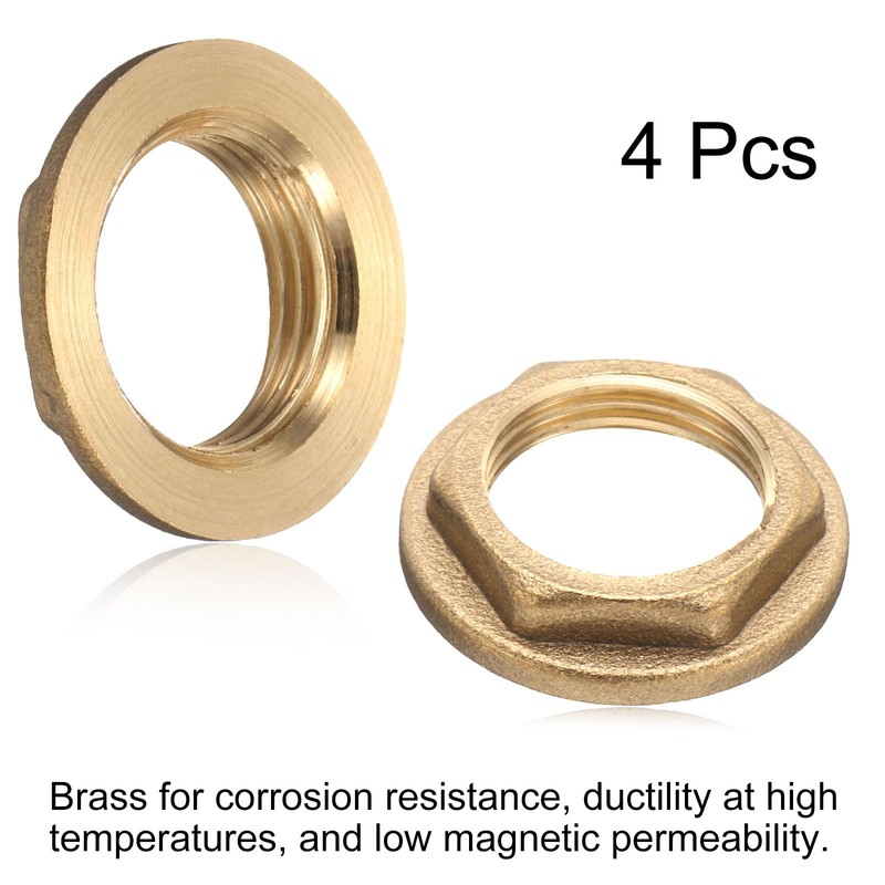 uxcell 4Pcs Brass Lock Nuts Pipe Fitting, G3/8"-19 Female Hex