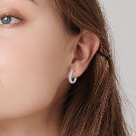 VONALA Small Hoop Earrings for Women, 925 Sterling Silver Huggie Earrings Hypoallergenic Cubic Zircon Jewellery 15mm