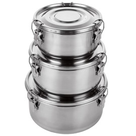 QTLCOHD 3 Pcs 22 Oz / 34 Oz / 54 Oz Stainless Steel Food Storage Containers, Airtight Bento Lunch Boxes, Leak-Proof Deli Containers with Lids for Camping Trips Picnic Snacks Soups Salads Leftovers