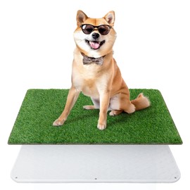 PICK FOR LIFE Dog Grass Mat with Pee Pad,Artificial Indoor Grass Potty Training Pads for Dogs Doggies Washable,Reusable Puppy Pads Leakproof on Outdoor Patio Balcony Apartment(24.5x39'')