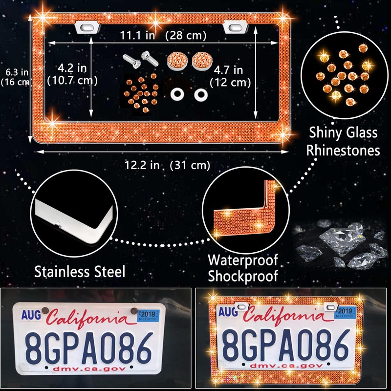 NBTEPEM 27 PCs Orange Bling Car Accessories Set for Women,