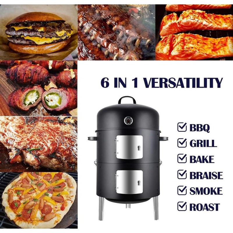 Joyagrill 16" BBQ Smoker Grill Built in Thermometer, Air Vent
