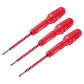 uxcell 3pcs 1000v Insulated Electrician Screwdriver 3x75mm CR-V Magnetic Slotted Flat Head Insulation Screwdrivers, Red