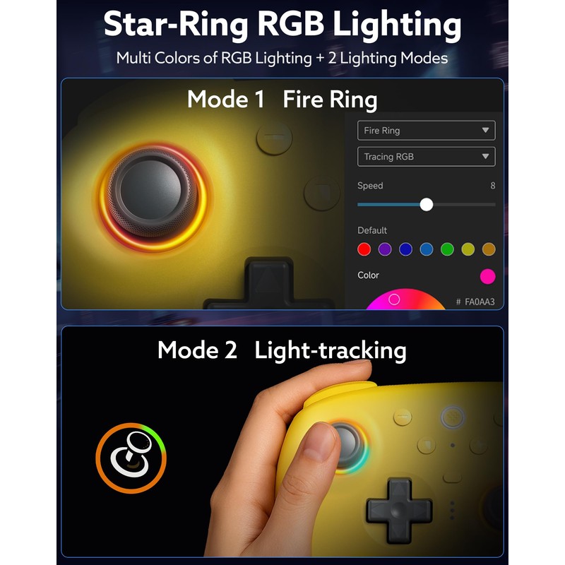 8Bitdo Ultimate 2 Bluetooth Controller (TMR Joystick Update), RGB Fire