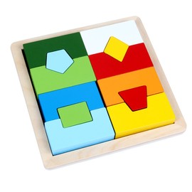B&Julian Holz Geometrisch Legespiel Steckspiel Holzpuzzle mit 12 geometrische Formen für Kinder ab 1 Jahre