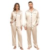 YOZLY Couple Matching Pajamas Set Satin Button Down Silky Sleepwear