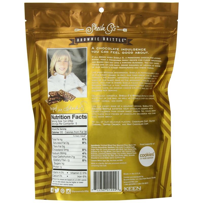 Sheila G's Brownie Brittle, Toffee Crunch, 5 Ounce Bag (Pack