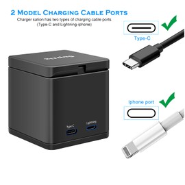 Suptig 2 Pack Batteries Compatible for GoPro Hero 8, GoPro Hero 7 Black, Hero 6, Hero 5 3-Channel Battery Charger Station for Hero 8 Hero 7 Hero 6 Hero 5