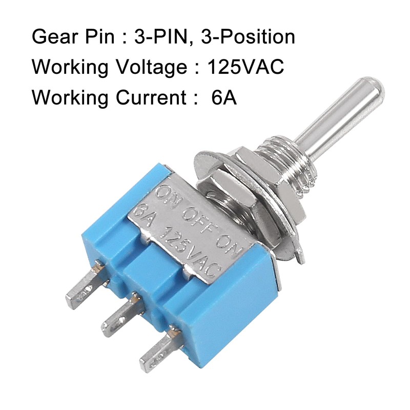 12Pcs 3 Pin Toggle Switch ON/Off/ON Mini Toggle Switch 3