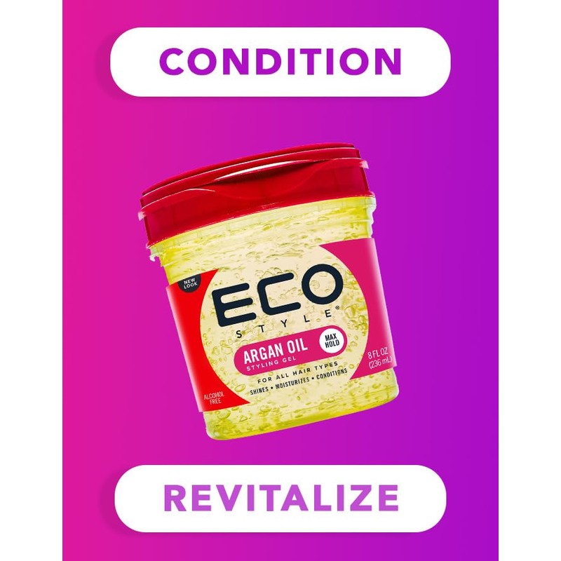 Eco Style Moroccan Argan Oil Styling Gel - Promotes Healthy