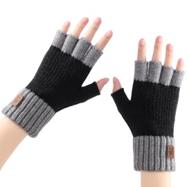 Fingerless Gloves for Women - Winter Fingerless Gloves Warm Alpaca Wool Stretch Knit Cold Weather Adult Half Finger Glove for Driving