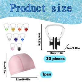 XLTXWD 20 Pcs Nose Clips Swimming with 1 Swimming Cap, Swimming Nose Clip, Nose Clip for Swimming Training Suitable for Beginner Swimmers