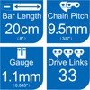 Opuladuo 2 x Saw Chains 20 cm 3/8 Inch 1.1