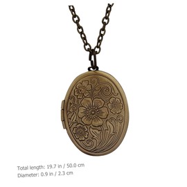 SHOWERORO Retro Geometric Shape Locket Necklace Photo Pendant for Women Stylish Vintage Jewelry Occasion