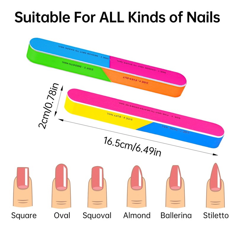 Bewudy 4 Pcs Nail Buffer Block, 7 in 1 Upgraded