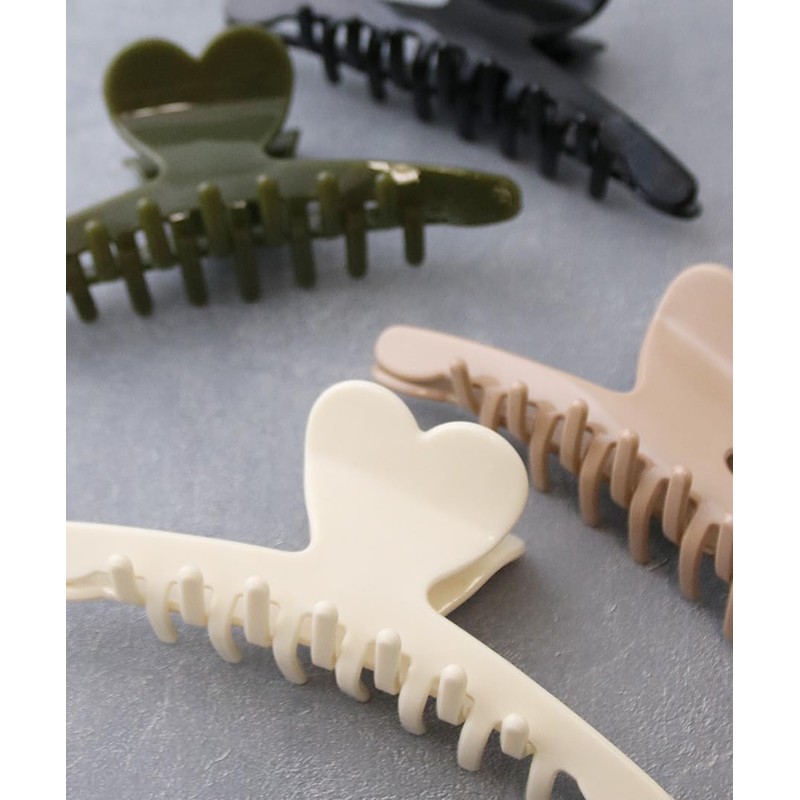 VingTAINE H7862-KHA- Hair Claw Heart, Thin Hair Clip, Hair Accessory,