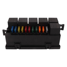 Yosoo Health Gear Kit de Caja de relé de Fusibles de Cuchilla, 6 relé 11 ATC 52 Terminales de Enjuague Bloque con Soporte Z de Vehículos Marinos de Botes para Automóvil