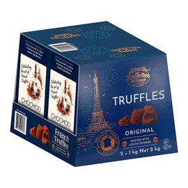 Chocmod Truffettes de France Natural Truffles, Plain, 1000-Gram Boxes (Pack of 2)