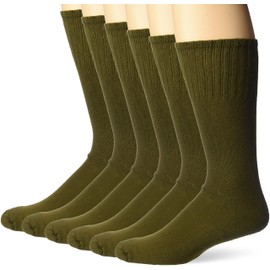 Jefferies Men's Military Uniform All Season Rib Top Crew Boot Socks 6 Pack, Olive Green, Shoe Size 9-13 US, sock size 10-13 US