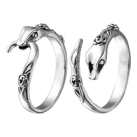 Wendalern Gothic Silver Snake Rings Open Adjustable Snake Rings Stacking Snake Animal Band Rings Vintage Serpent Midi Index Finger Rings Tiny Snake Rings Set Jewelry for Women and Girls (2 Pcs)