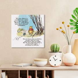 Classic Winnie the Pooh Wall Art Decor If Ever There Is A Tomorrow Quote Canvas Painting Pictures Framed Print Sign Artwork Ready to Hang for Home Nursery (8x8 Inch)