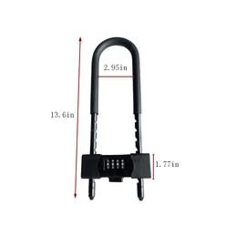 4 Digit Resettable Combination U Lock/D Lock for Bicycles/Glass Door Lock, Motorcycles Metal Fence Gate Anti Theft 14mm Shackle for Heavy Duty Protection Long Gate Padlock