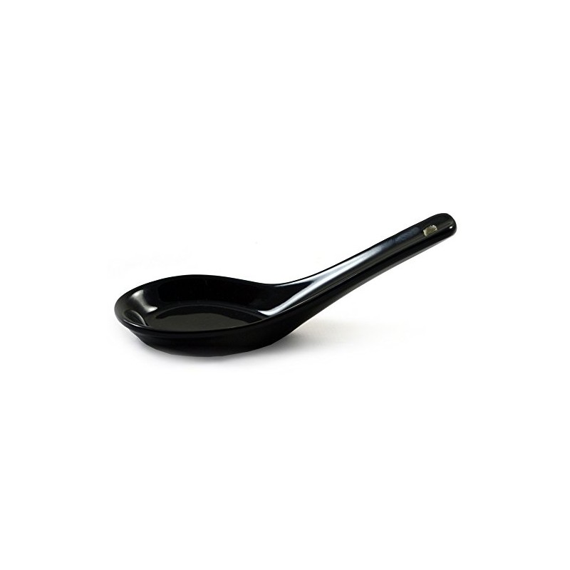 Black Ceramic Japanese Miso Soup Spoon
