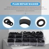 Bzocio 600Pcs Black Nylon Rubber Flat Washer Assortment Kit for