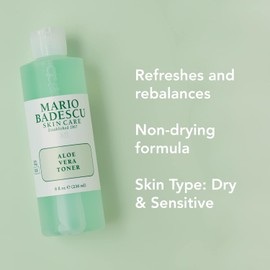 Mario Badescu Aloe Vera Toner for Face |Hydrating Facial for Dry and Sensitive Skin Vera Gentle Astringent Skincare for Men and Women to Soothe, Refresh and Balance 8 Ounce / 마리오 바데스쿠 알로에 베라 토너 얼굴용 | 건조하고 민감한 피부를 위한 수분 공급 페이셜 베라로 진정시키고 상쾌하게 하며 균형을 맞추는 부드러운 떫은맛 남녀 스킨케어 8 Ounce
