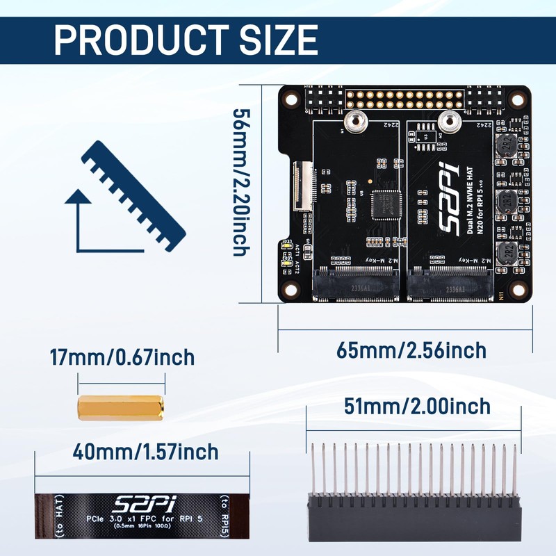 GeeekPi N20 Dual M.2 M-Key NVMe 2242 SSD HAT for